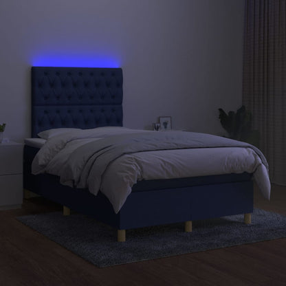 Boxspringbett mit Matratze & LED Blau 120x200 cm Stoff