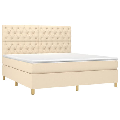 Boxspringbett mit Matratze & LED Creme 160x200 cm Stoff