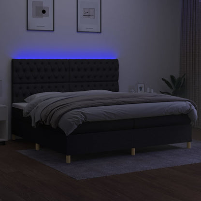 Boxspringbett mit Matratze & LED Schwarz 200x200 cm Stoff