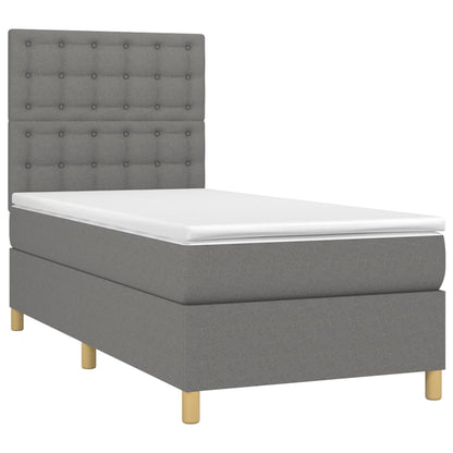 Boxspringbett mit Matratze & LED Dunkelgrau 100x200 cm Stoff