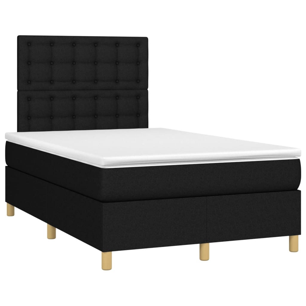 Boxspringbett mit Matratze & LED Schwarz 120x200 cm Stoff