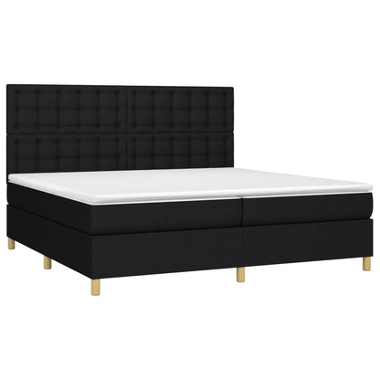 Boxspringbett mit Matratze & LED Schwarz 200x200 cm Stoff