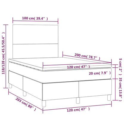 Boxspringbett mit Matratze & LED Weiß 120x200 cm Kunstleder