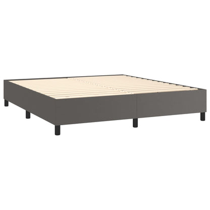 Boxspringbett mit Matratze & LED Grau 160x200 cm Kunstleder