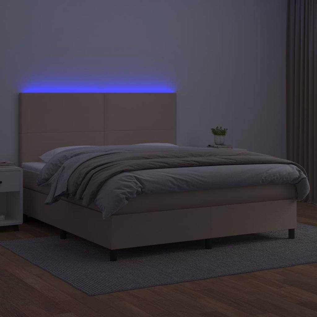 Boxspringbett mit Matratze & LED Cappuccino-Braun 180x200cm