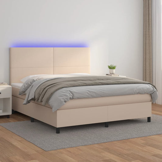 Boxspringbett mit Matratze & LED Cappuccino-Braun 180x200cm