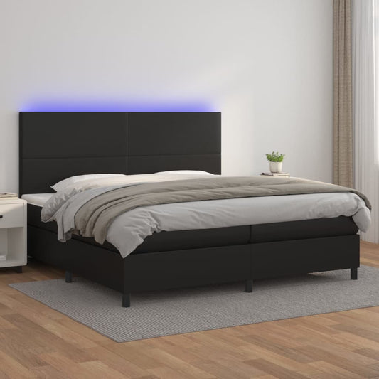 Boxspringbett mit Matratze & LED Schwarz 200x200 cm Kunstleder