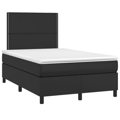 Boxspringbett mit Matratze & LED Schwarz 120x200 cm Kunstleder