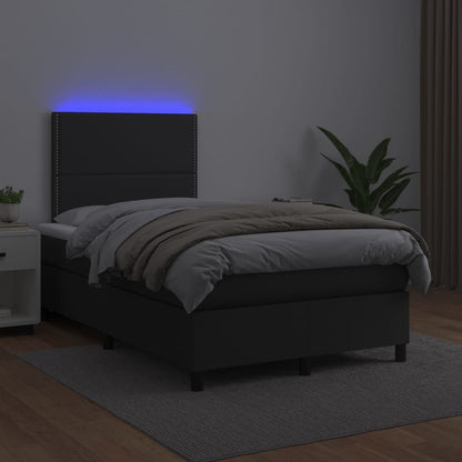 Boxspringbett mit Matratze & LED Schwarz 120x200 cm Kunstleder