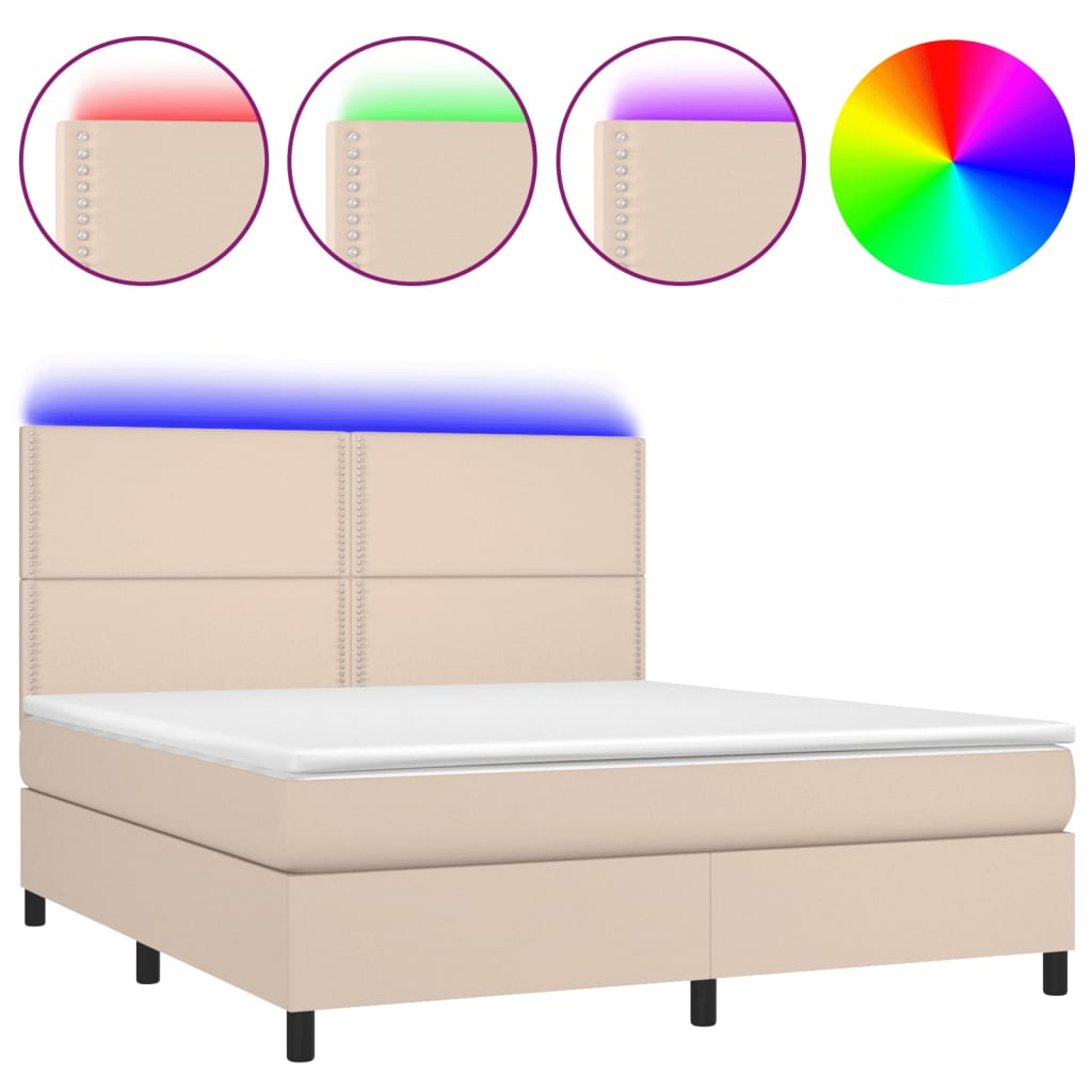 Boxspringbett mit Matratze & LED Cappuccino-Braun 160x200cm