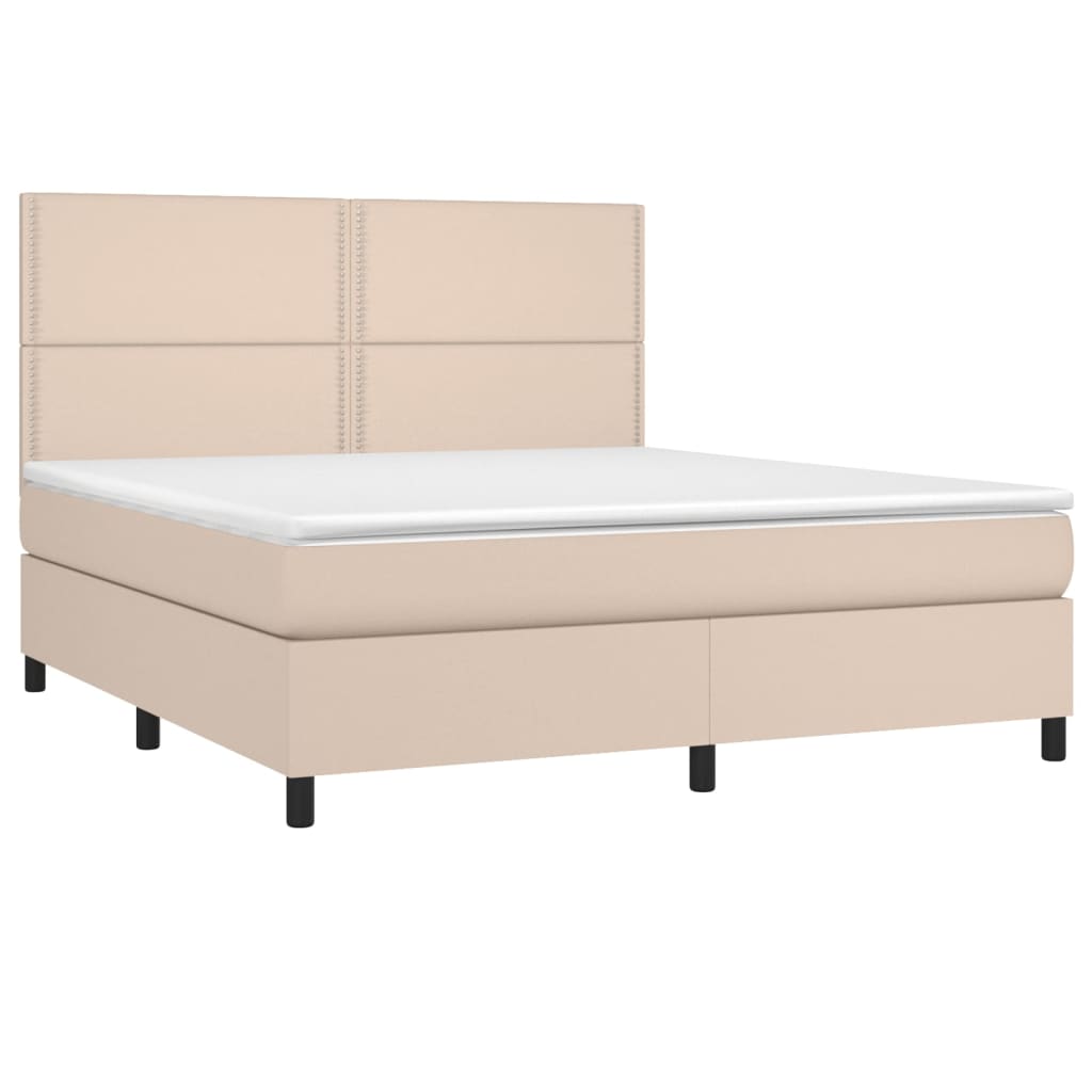 Boxspringbett mit Matratze & LED Cappuccino-Braun 160x200cm