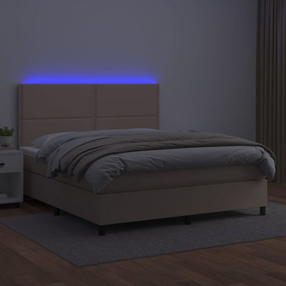 Boxspringbett mit Matratze & LED Cappuccino-Braun 160x200cm