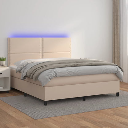 Boxspringbett mit Matratze & LED Cappuccino-Braun 160x200cm