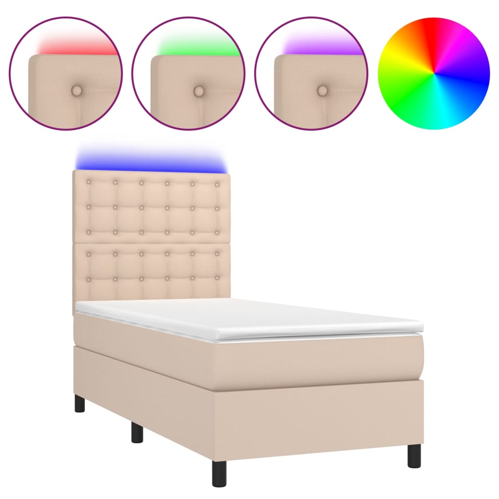 Boxspringbett mit Matratze & LED Cappuccino-Braun 90x190cm