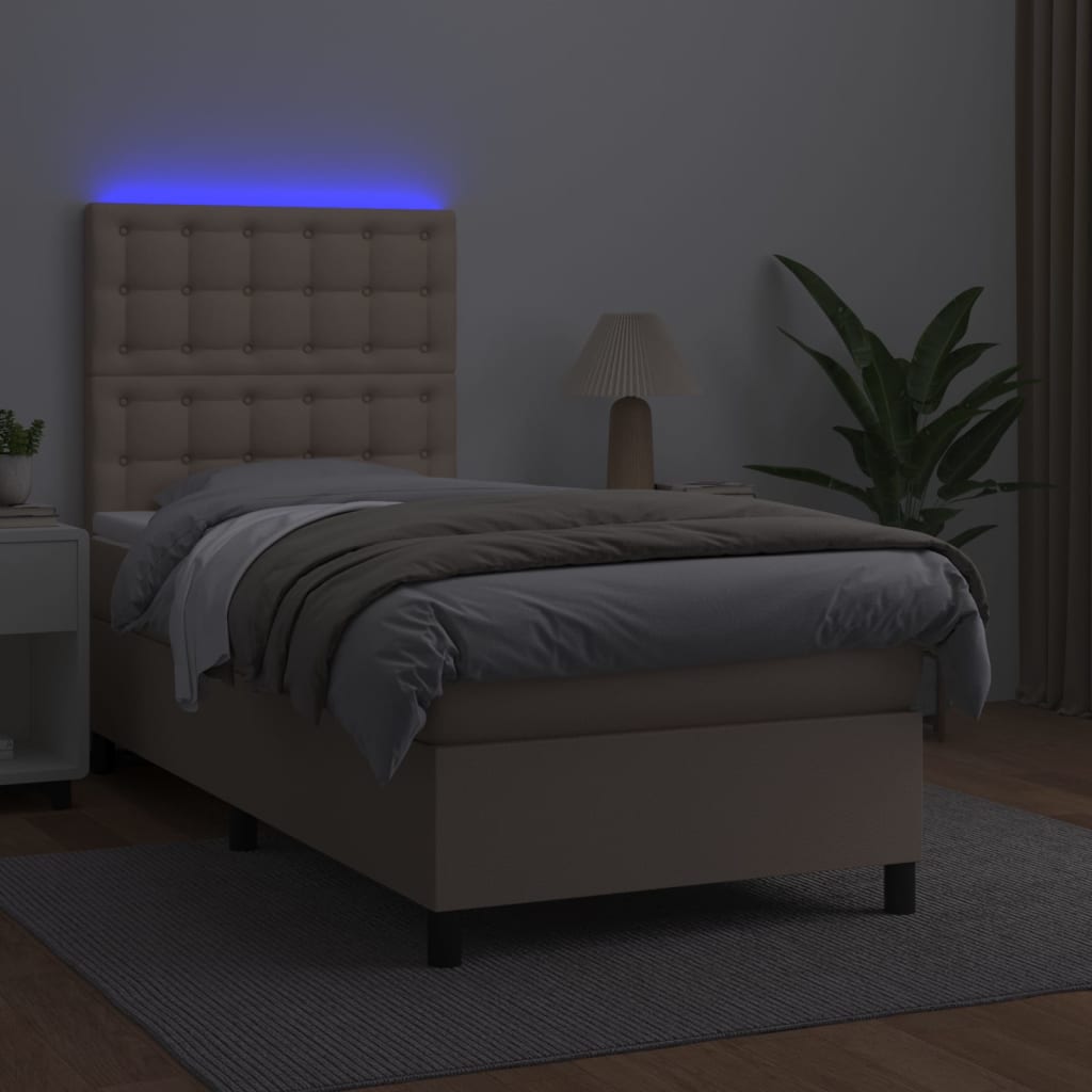 Boxspringbett mit Matratze & LED Cappuccino-Braun 90x190cm