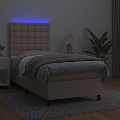 Boxspringbett mit Matratze & LED Cappuccino-Braun 90x190cm