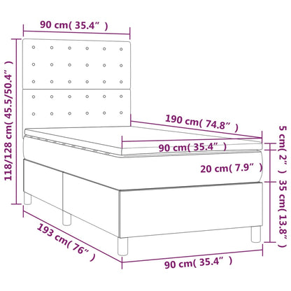 Boxspringbett mit Matratze & LED Cappuccino-Braun 90x190cm