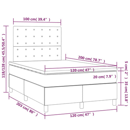 Boxspringbett mit Matratze & LED Cappuccino-Braun 120x200cm