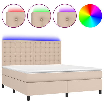 Boxspringbett mit Matratze & LED Cappuccino-Braun 180x200cm