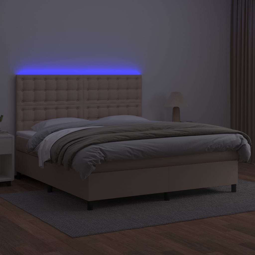 Boxspringbett mit Matratze & LED Cappuccino-Braun 180x200cm