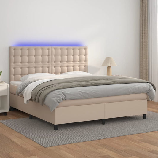 Boxspringbett mit Matratze & LED Cappuccino-Braun 180x200cm