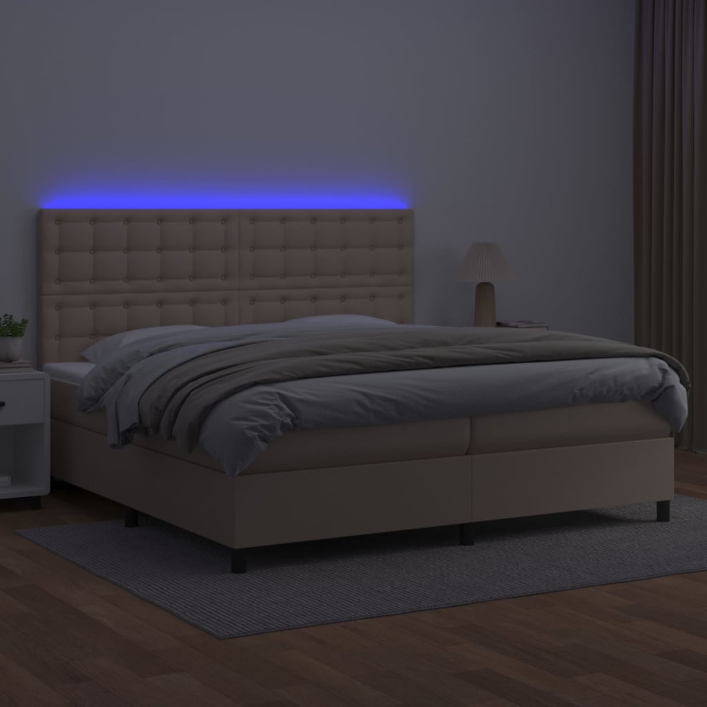 Boxspringbett mit Matratze & LED Cappuccino-Braun 200x200cm