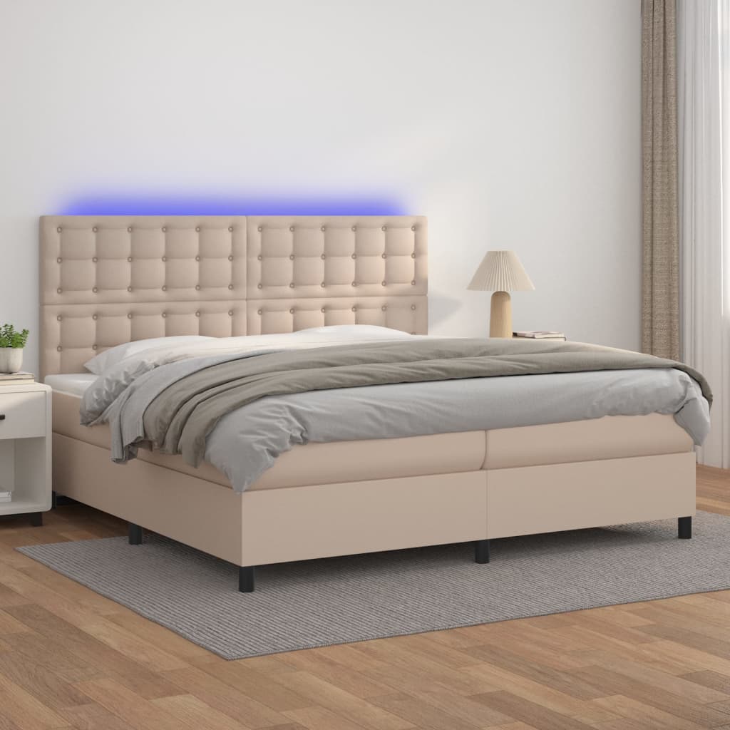 Boxspringbett mit Matratze & LED Cappuccino-Braun 200x200cm