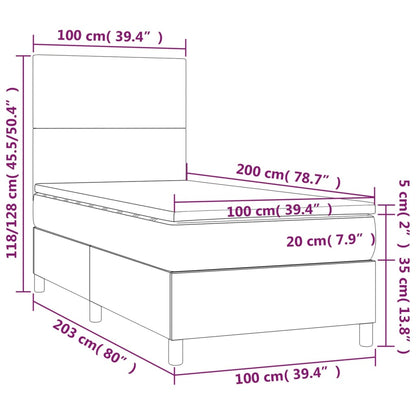 Boxspringbett mit Matratze & LED Dunkelgrau 100x200 cm Samt