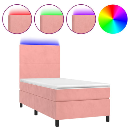 Boxspringbett mit Matratze & LED Rosa 100x200 cm Samt