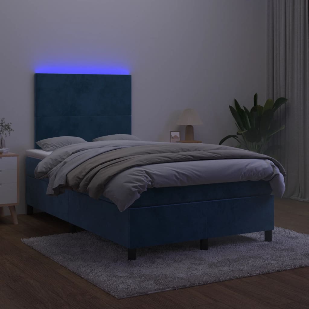 Boxspringbett mit Matratze & LED Dunkelblau 120x200 cm Samt