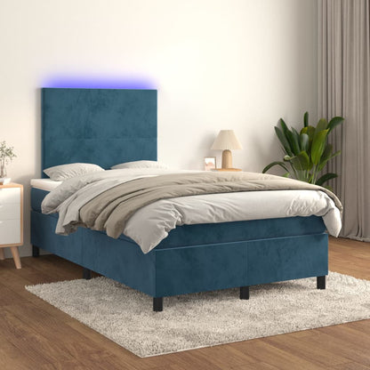 Boxspringbett mit Matratze & LED Dunkelblau 120x200 cm Samt