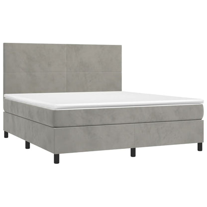 Boxspringbett mit Matratze & LED Hellgrau 180x200 cm Samt