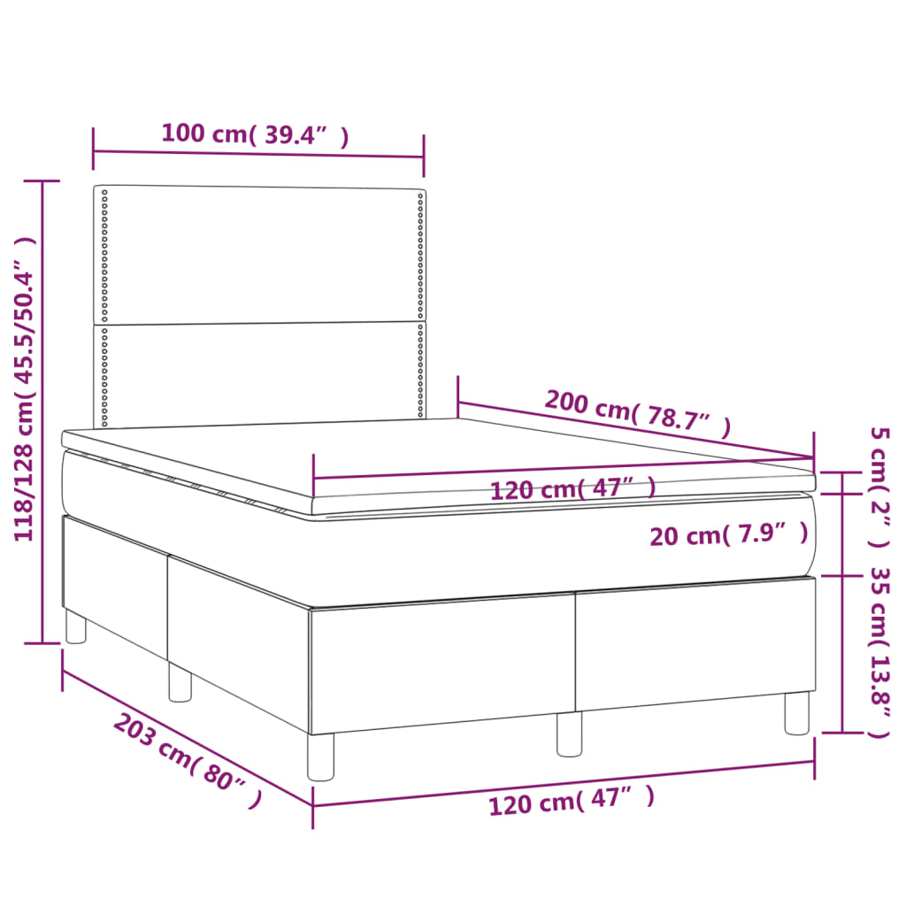 Boxspringbett mit Matratze & LED Dunkelgrün 120x200 cm Samt