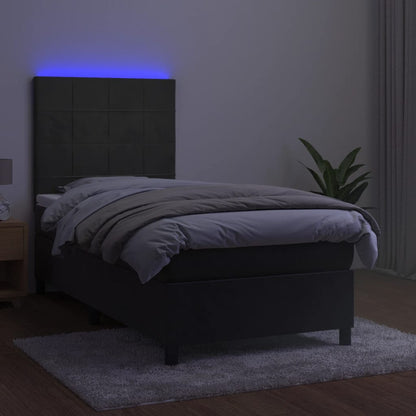 Boxspringbett mit Matratze & LED Dunkelgrau 80x200 cm Samt