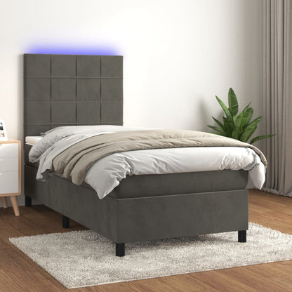 Boxspringbett mit Matratze & LED Dunkelgrau 80x200 cm Samt