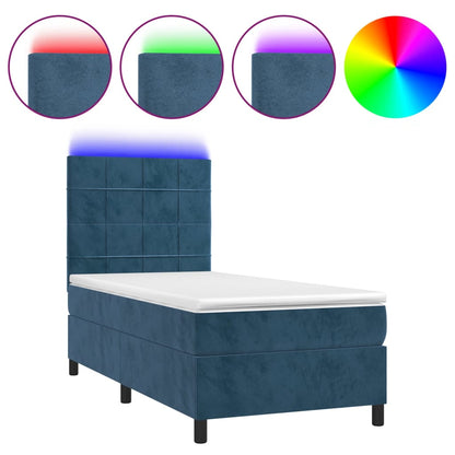 Boxspringbett mit Matratze & LED Dunkelblau 100x200 cm Samt