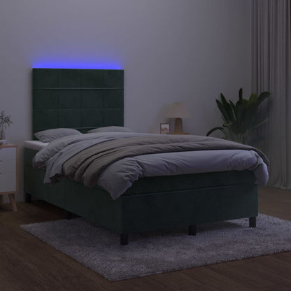 Boxspringbett mit Matratze & LED Dunkelgrün 120x200 cm Samt