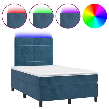 Boxspringbett mit Matratze & LED Dunkelblau 120x200 cm Samt