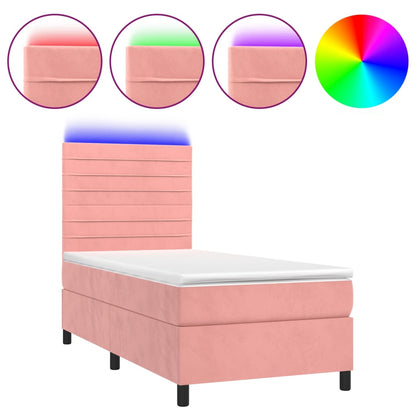 Boxspringbett mit Matratze & LED Rosa 90x190 cm Samt