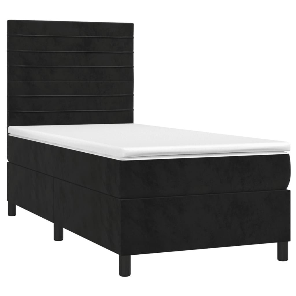 Boxspringbett mit Matratze & LED Schwarz 90x200 cm Samt