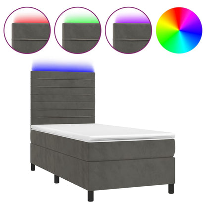 Boxspringbett mit Matratze & LED Dunkelgrau 100x200 cm Samt