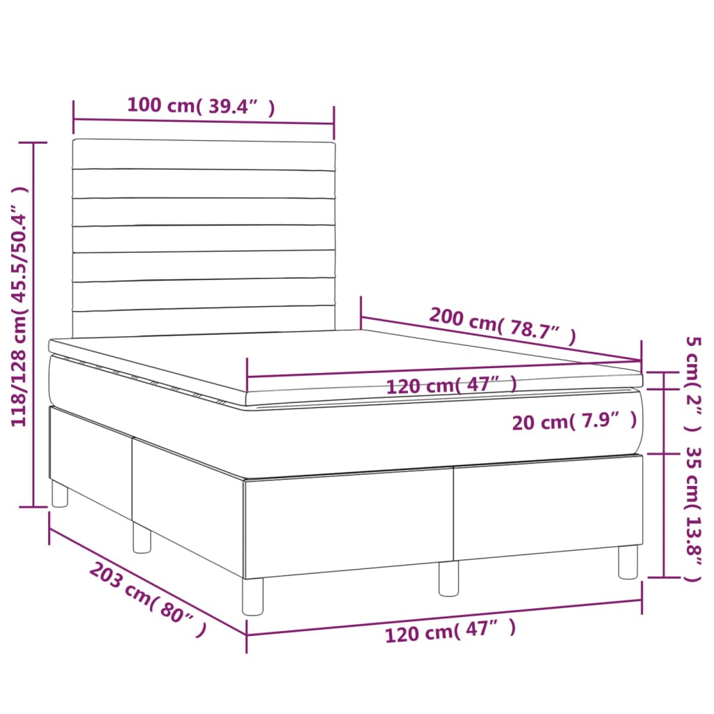 Boxspringbett mit Matratze & LED Dunkelblau 120x200 cm Samt