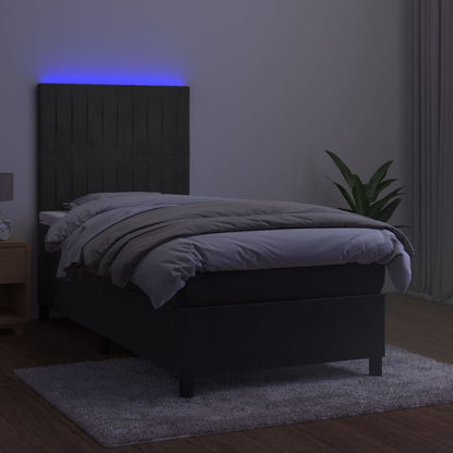 Boxspringbett mit Matratze & LED Dunkelgrau 100x200 cm Samt