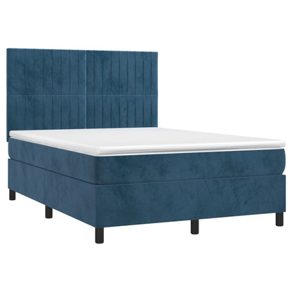 Boxspringbett mit Matratze & LED Dunkelblau 140x200 cm Samt