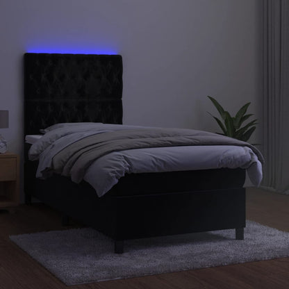 Boxspringbett mit Matratze & LED Schwarz 80x200 cm Samt