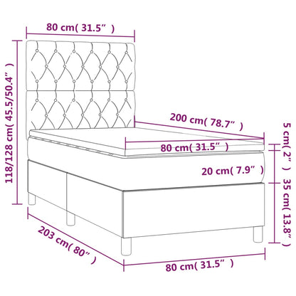 Boxspringbett mit Matratze & LED Rosa 80x200 cm Samt