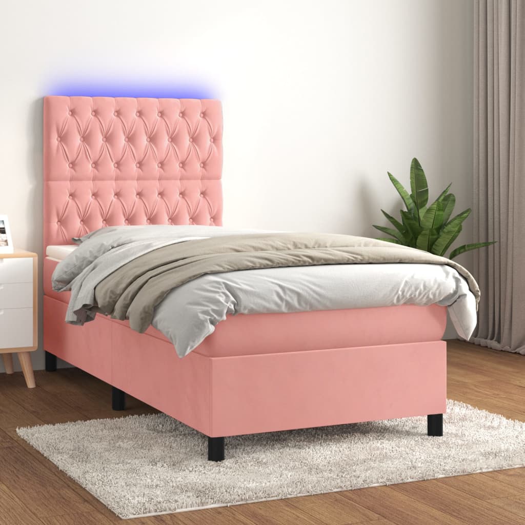 Boxspringbett mit Matratze & LED Rosa 80x200 cm Samt