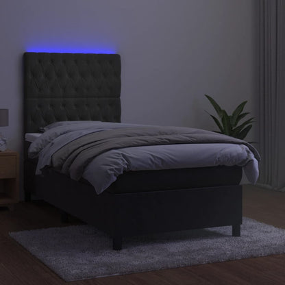 Boxspringbett mit Matratze & LED Dunkelgrau 100x200 cm Samt