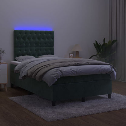 Boxspringbett mit Matratze & LED Dunkelgrün 120x200 cm Samt