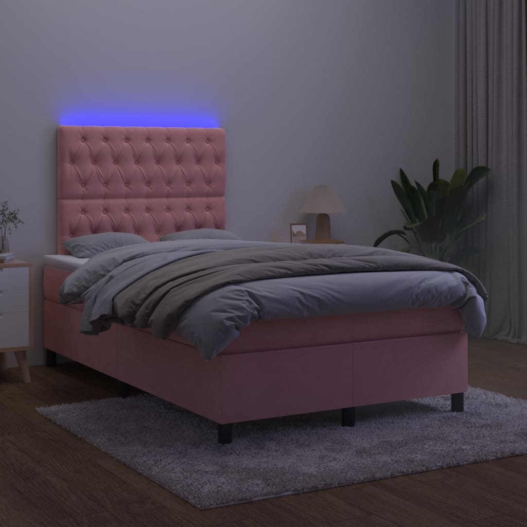 Boxspringbett mit Matratze & LED Rosa 120x200 cm Samt